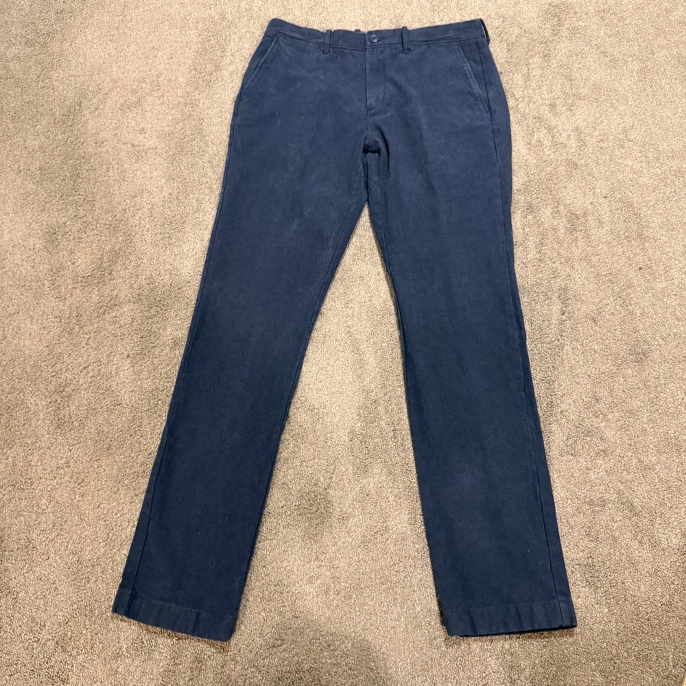 J.Crew Mens Stretch Chino Pants Navy‎ Blue Flat Front 32x34 Cotton Blend Slim